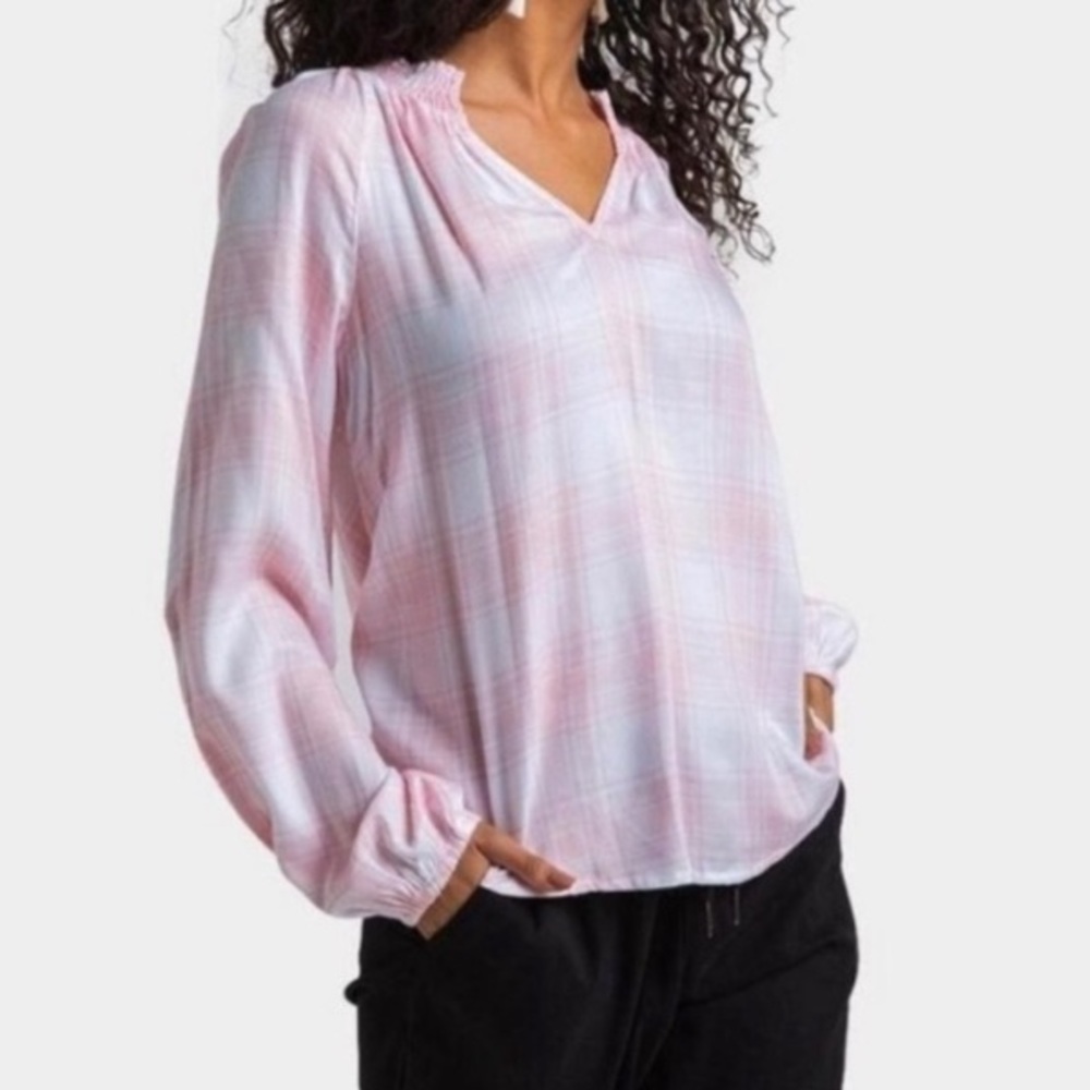 Harper Heritage Pink and White Plaid Blouse